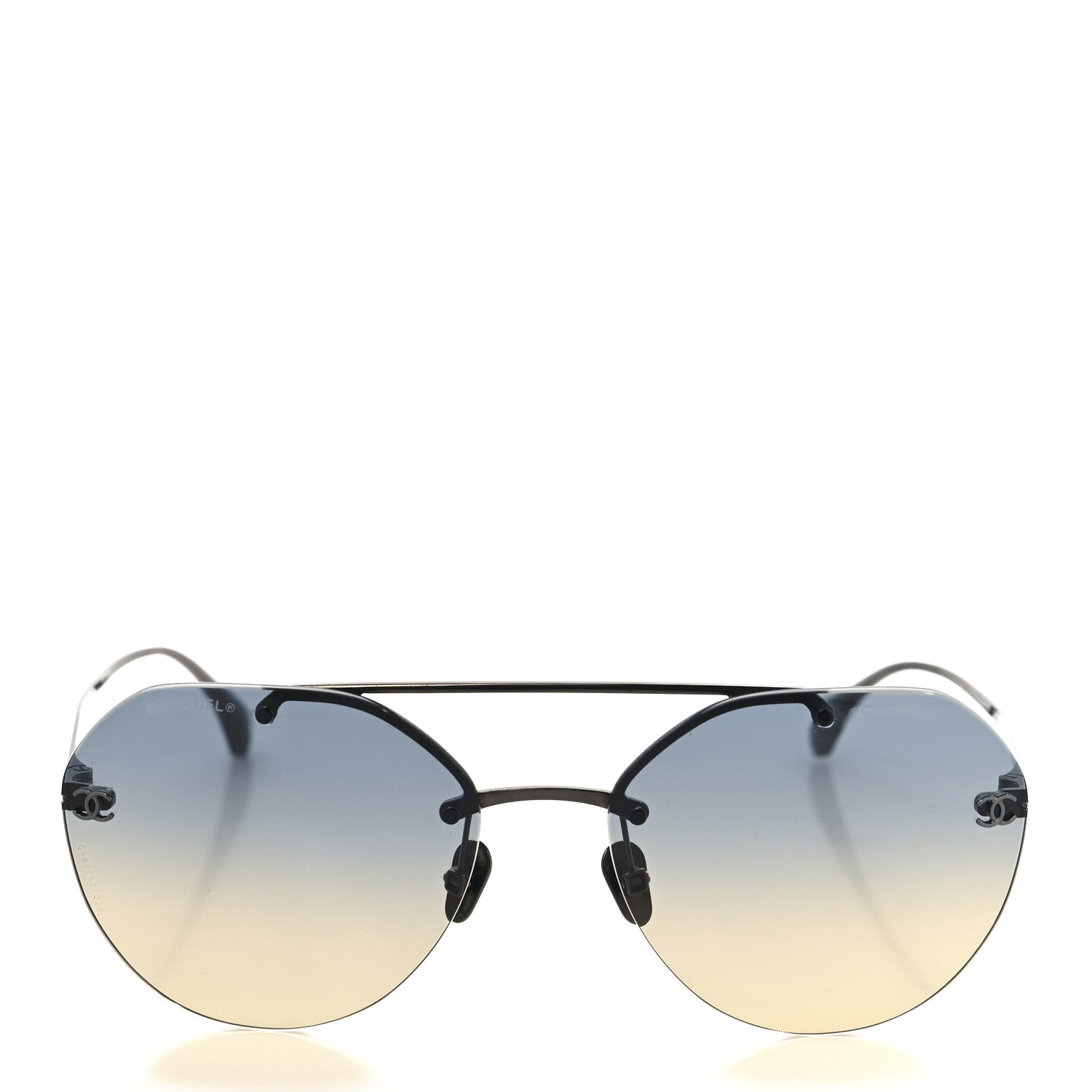 Chanel Titanium CC Pilot Aviator Sunglasses 4272-T Silver 2 of 7
