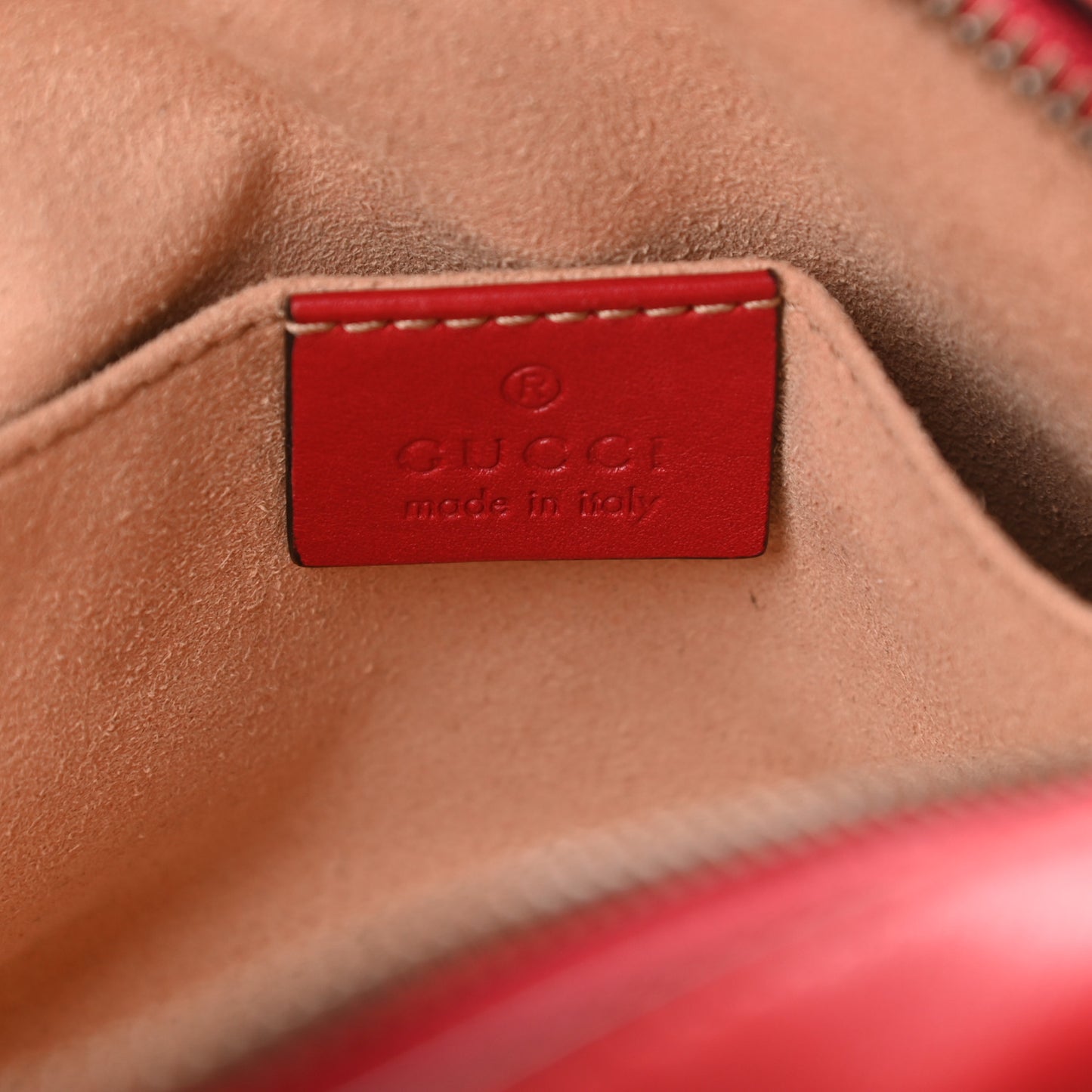 Calfskin Matelasse Mini GG Marmont Chain Shoulder Bag Hibiscus Red