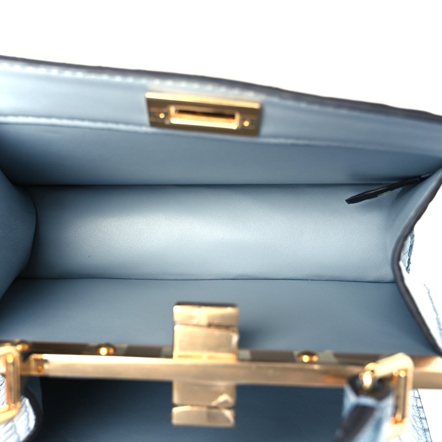 Shiny Alligator Shiny Nappa Petite Peekaboo Iconic Satchel Denim
