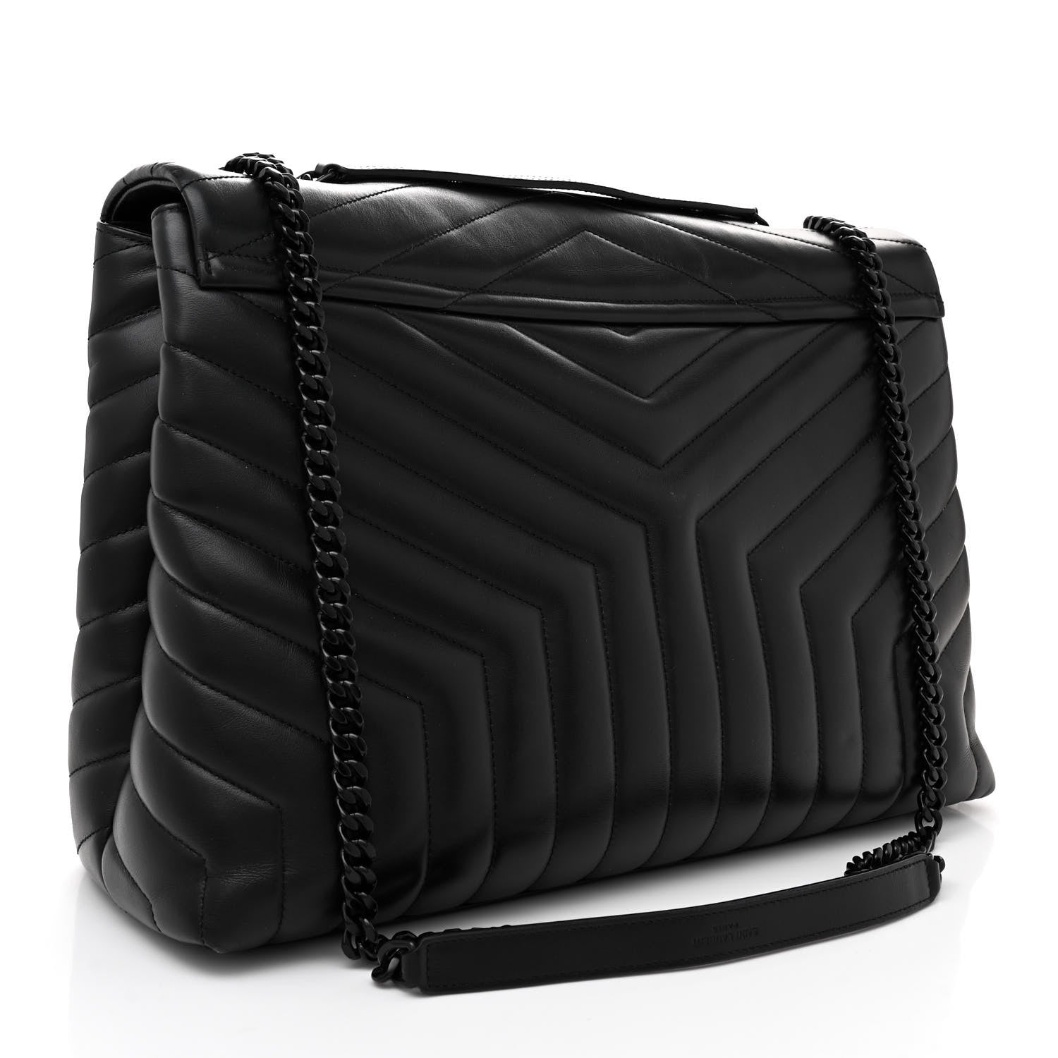 Saint Laurent Calfskin Y Quilted Monogram Monochrome Large Loulou Chain Satchel Black 3 of 11