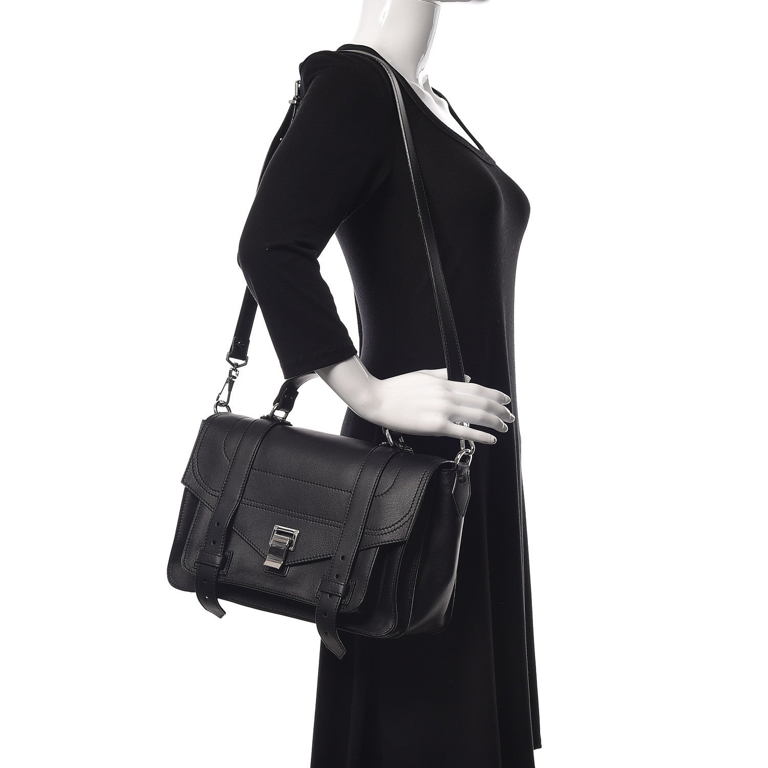Proenza Schouler Grained Calfskin Medium PS1 Satchel Black 2 of 9