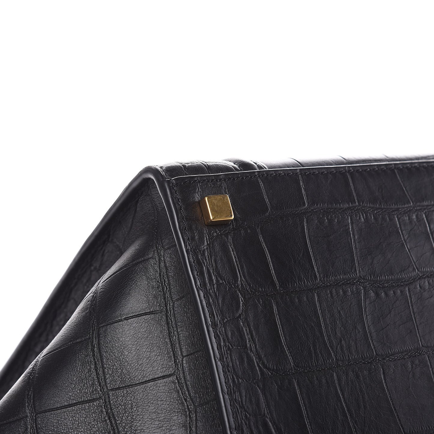 Calfskin Crocodile Embossed Medium Phantom Luggage Black