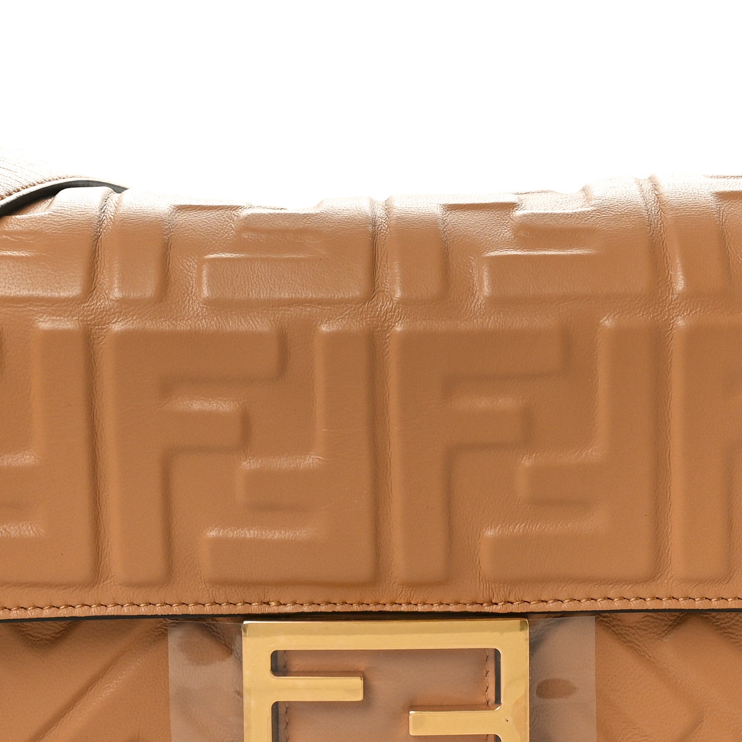 Fendi Nappa FF 1974 Embossed Baguette Miele Scuro 7 of 9