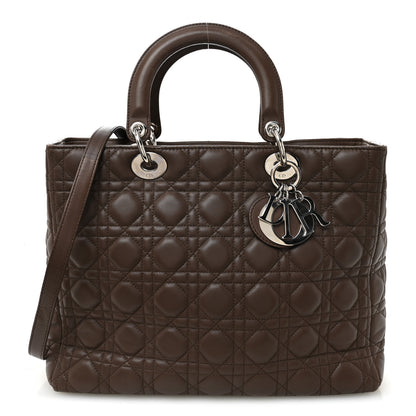 Christian Dior Lambskin Cannage Large Lady Dior Brown 1 of 11