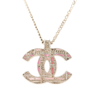 Chanel Crystal Enamel Tweed Effect CC Necklace Gold 4 of 6