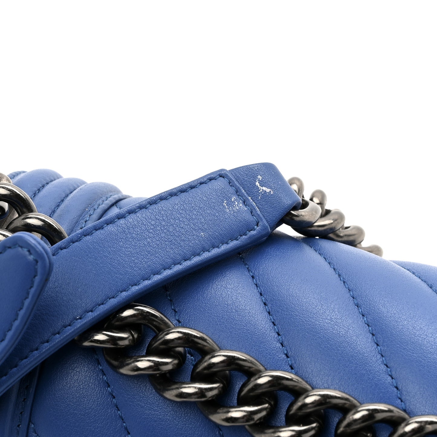 Lambskin Chevron Quilted New Medium Boy Flap Bright Blue