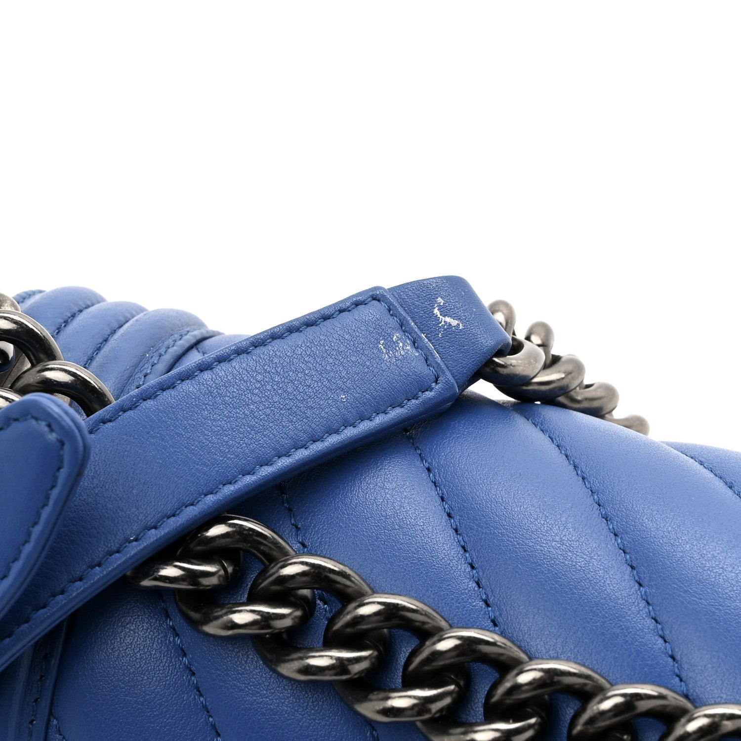 Chanel Lambskin Chevron Quilted New Medium Boy Flap Bright Blue 15 of 15