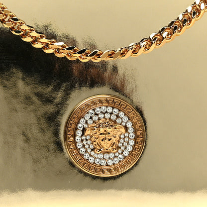 Versace Patent Metallic Crystal Medusa Clutch On Chain Gold 6 of 8