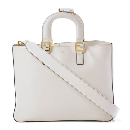 Fendi Vitello Glacier Medium FF Tote White 1 of 10