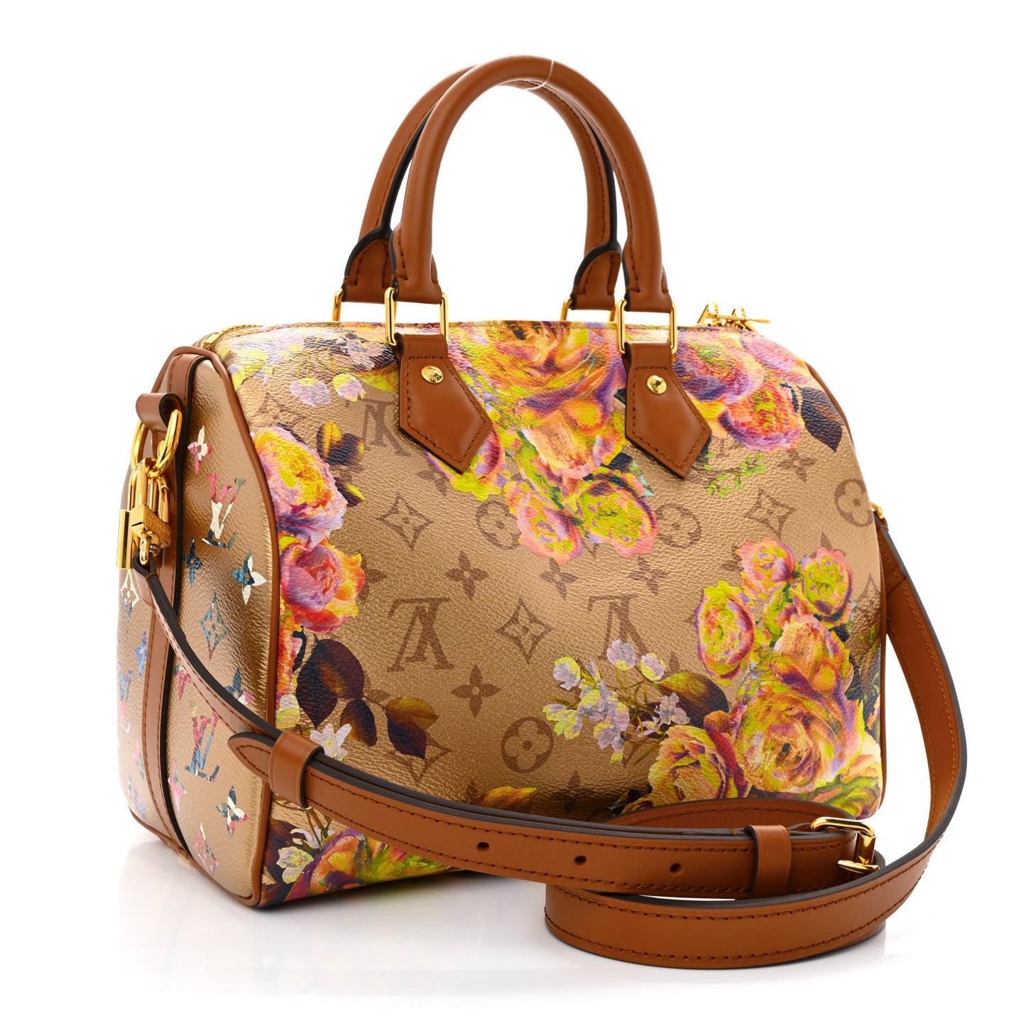 Metallic Monogram LV Garden Speedy Bandouliere 25 Gold