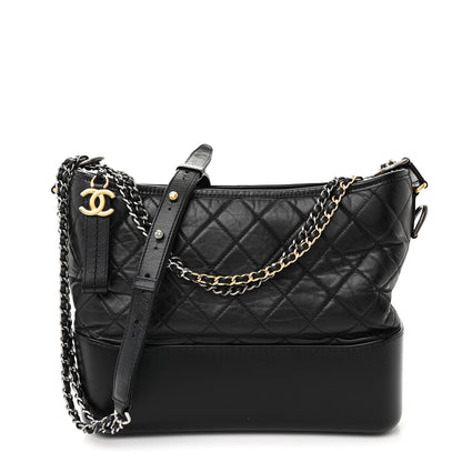 Chanel Aged Calfskin Quilted Medium Gabrielle Hobo Black 1 of 17