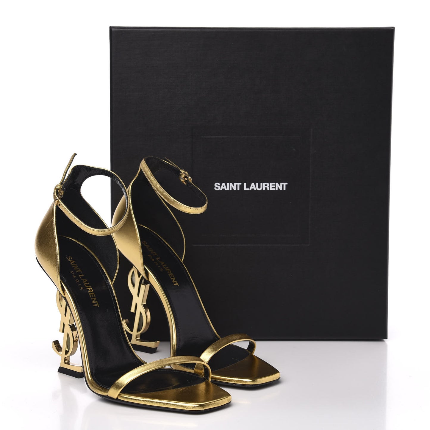 Metallic Lambskin Opyum 110 Sandals 36.5 Oro