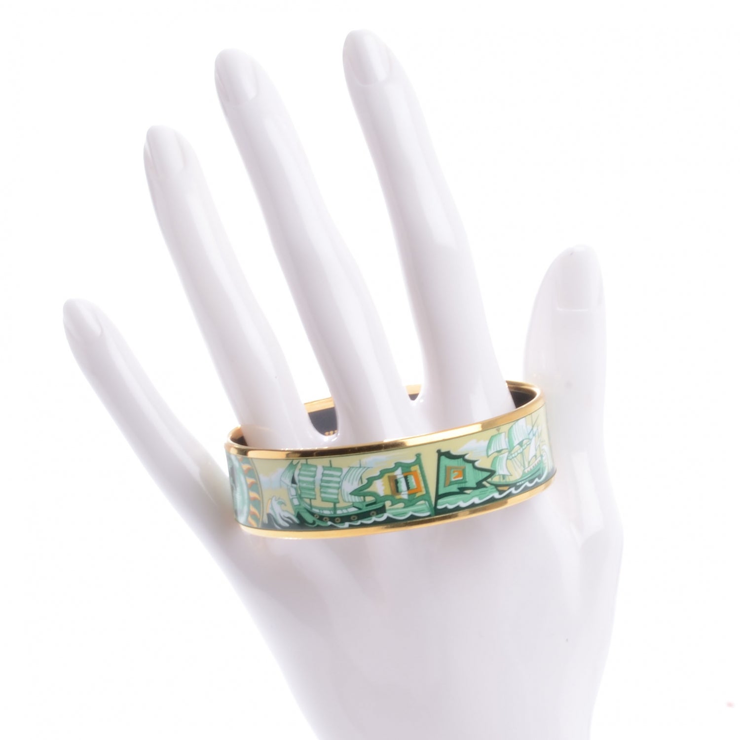 Hermes Enamel Printed Wide Sailing Ships Bracelet 65 2 of 4
