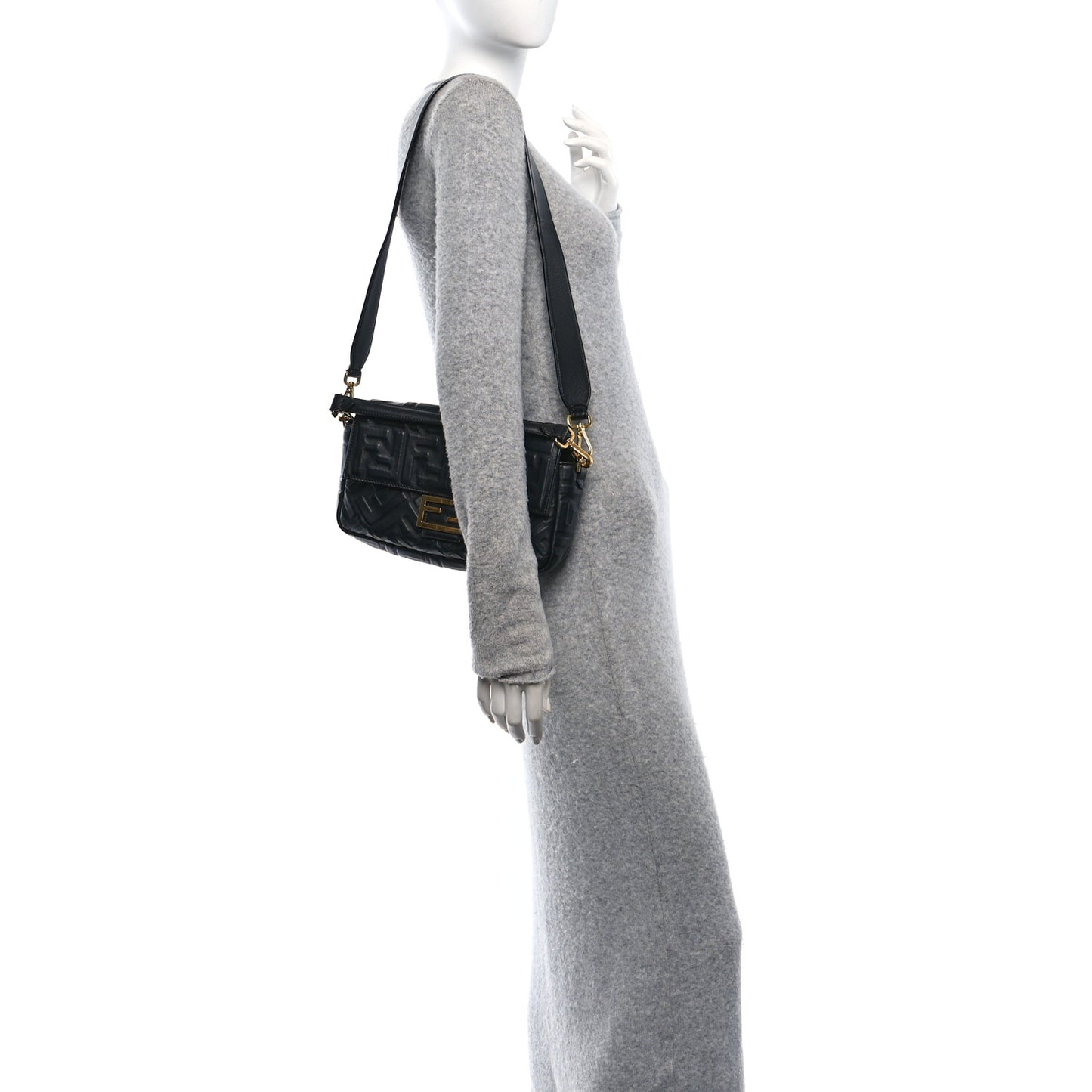 Nappa FF 1974 Embossed Baguette Black