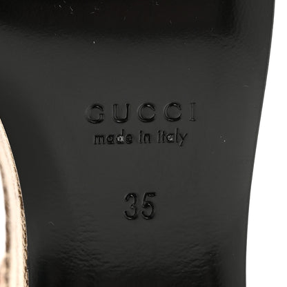 Gucci Monogram Nappa Chalotte Horsebit Ankle Strap 75mm Flatform Sandals 35 Beige Ebony 7 of 9
