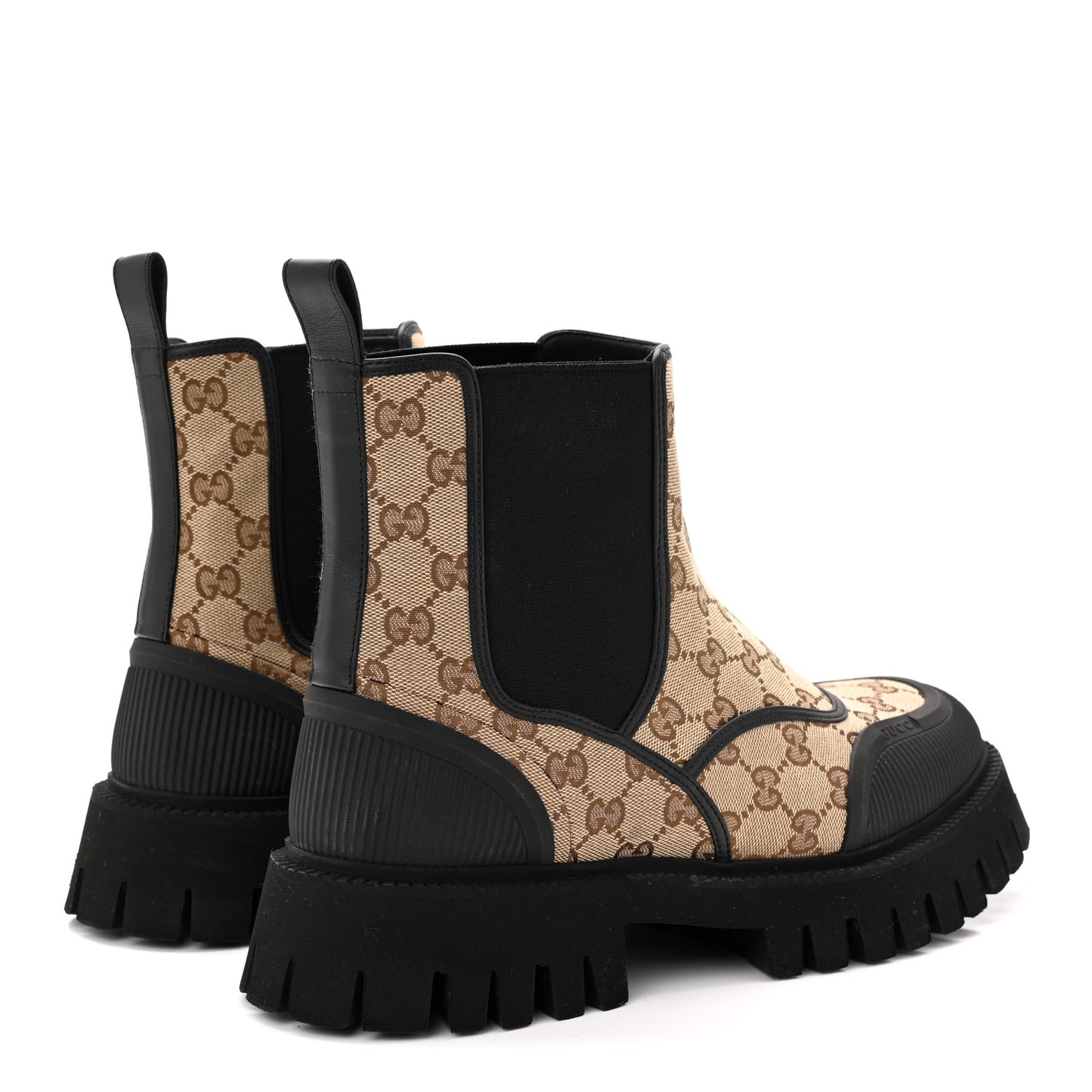 Monogram GG Mens Novo GG Canvas Chelsea Boots 10 Camel Ebony Black