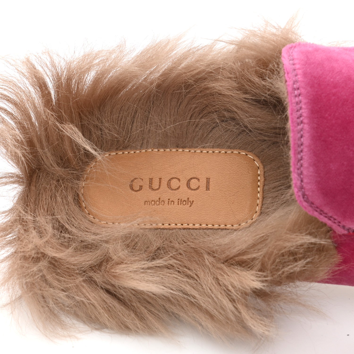 Gucci Velvet Fur Womens Princetown Slippers 35.5 Raspberry Rose 5 of 7