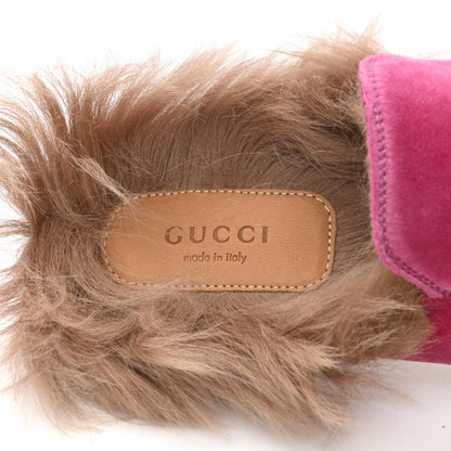 Gucci Velvet Fur Womens Princetown Slippers 35.5 Raspberry Rose 5 of 7