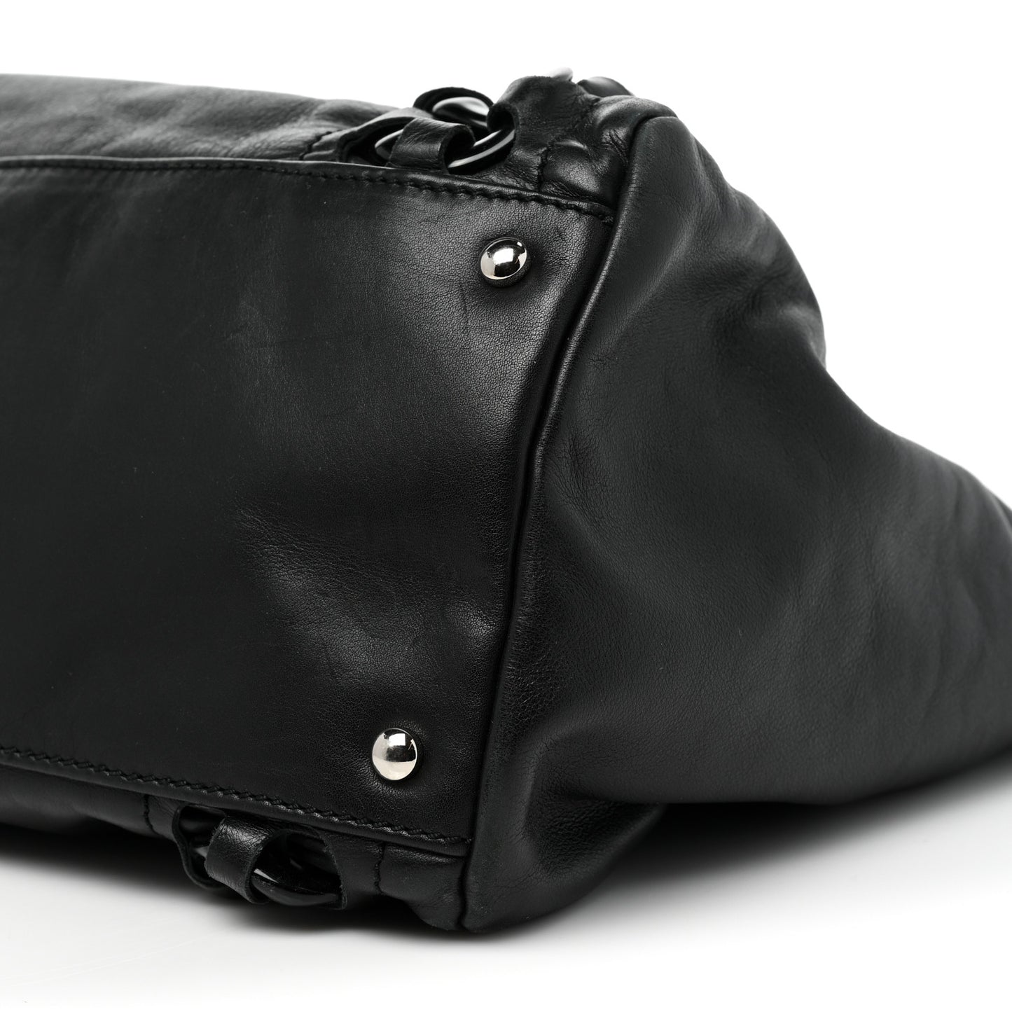 Calfskin Modern Chain Rhodoid East West Tote Black