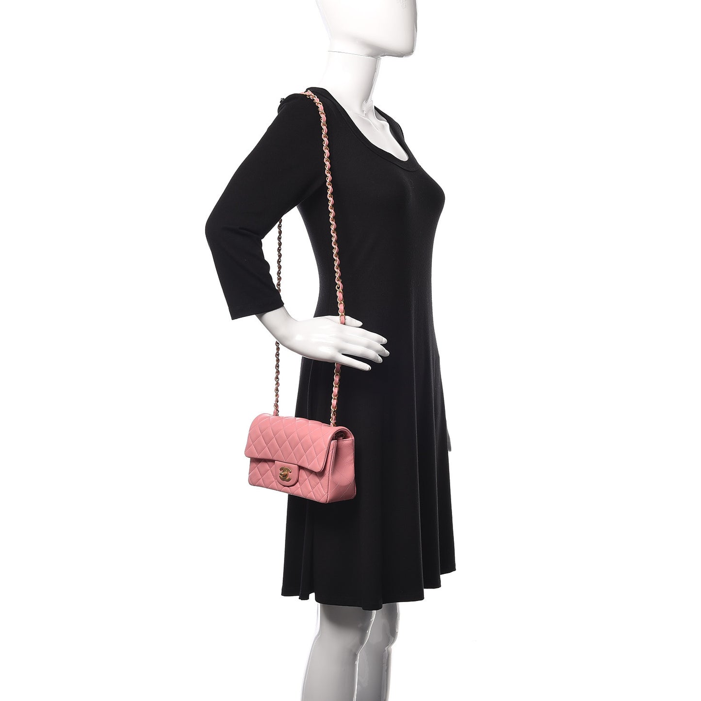 Lambskin Quilted Mini Rectangular Flap Pink