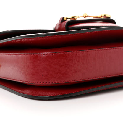 Gucci GG Supreme Monogram Azalea Calfskin Horsebit 1955 Shoulder Bag Beige Ebony New Cherry Red 9 of 11