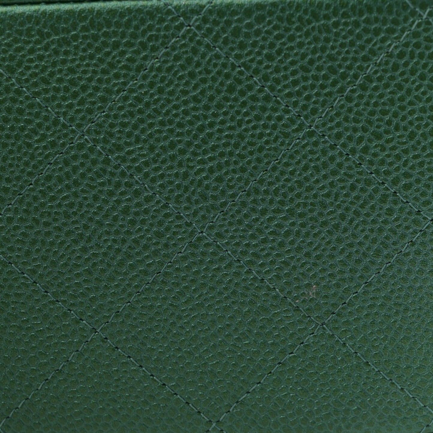 Metallic Caviar Quilted Jumbo Double Flap Green