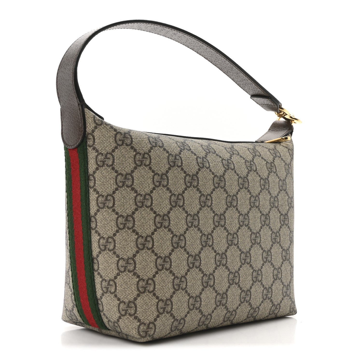 Gucci GG Supreme Monogram Textured Calfskin Web Super Mini Ophidia Shoulder Bag Beige Ebony New Acero 3 of 10