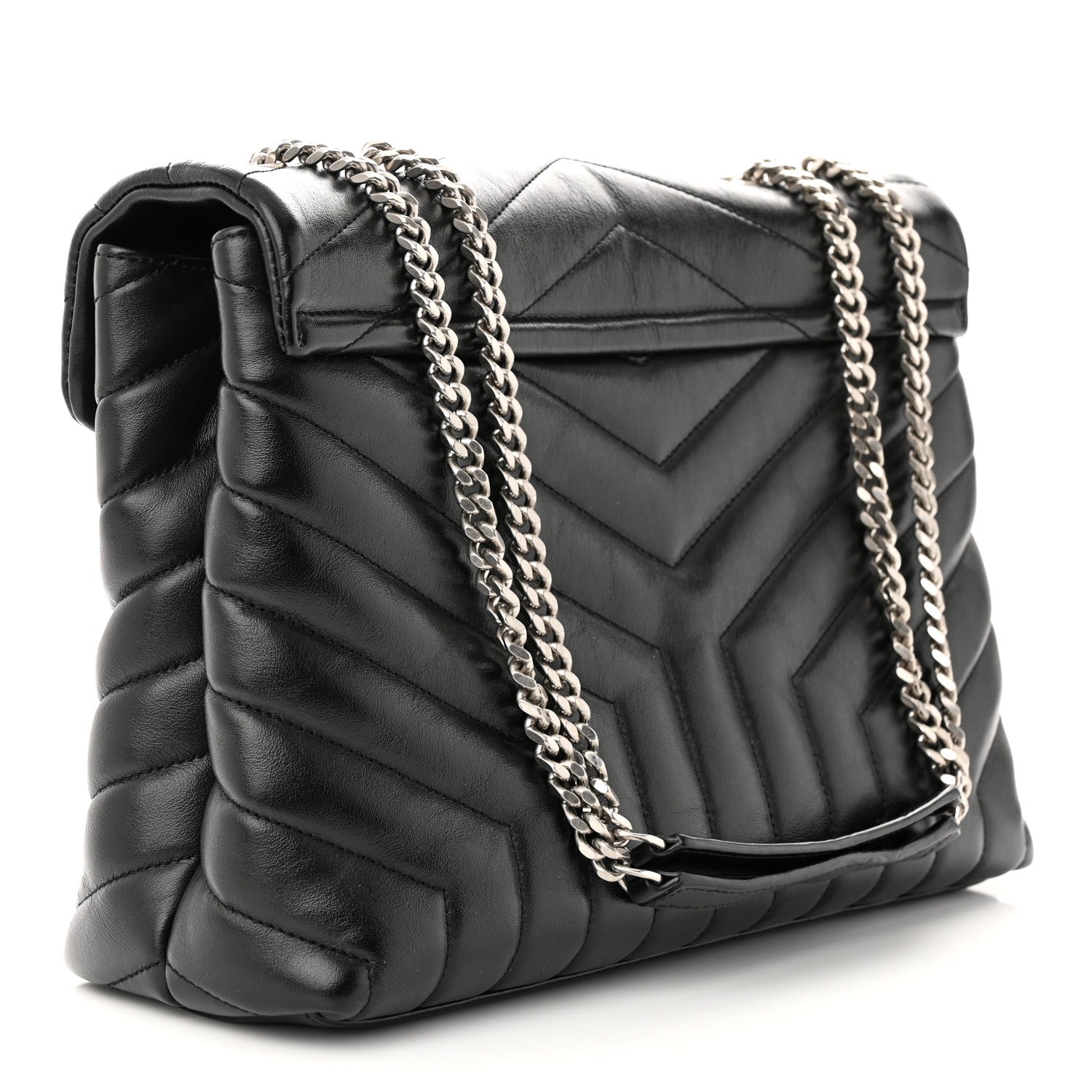 Saint Laurent Calfskin Y Quilted Monogram Medium Loulou Chain Satchel Black 3 of 10