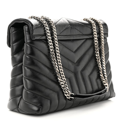 Saint Laurent Calfskin Y Quilted Monogram Medium Loulou Chain Satchel Black 3 of 10