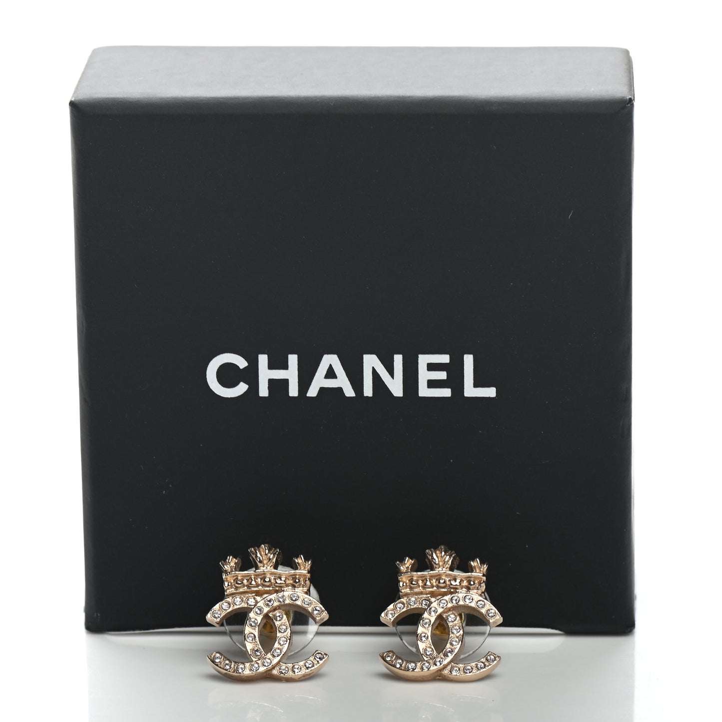 Crystal CC Crown Earrings Gold