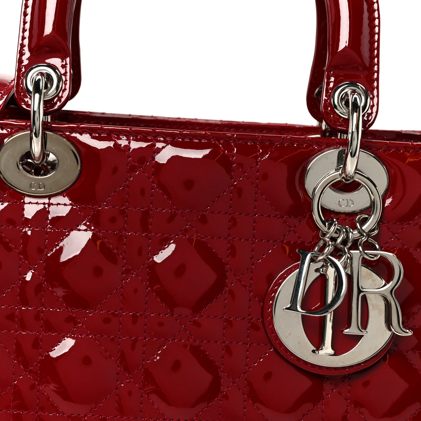 Patent Cannage Medium Lady Dior Red