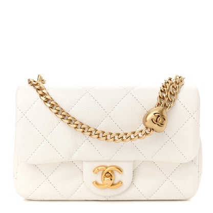 Chanel Caviar Quilted Mini Sweetheart Rectangular Flap White 1 of 12