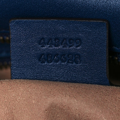 Gucci Calfskin Matelasse GucciGhost Medium GG Marmont Chain Shoulder Bag Blue Agata Hibiscus Red 6 of 11
