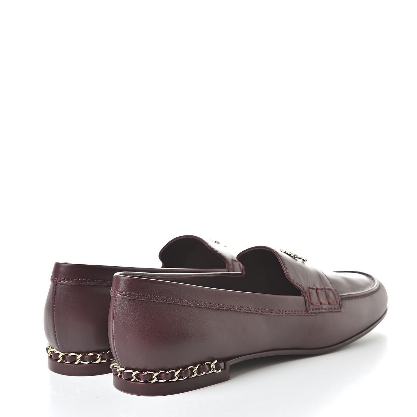 Calfskin CC Chain Mocassin Loafers 38 Burgundy