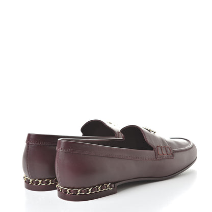 Chanel Calfskin CC Chain Mocassin Loafers 38 Burgundy 4 of 10