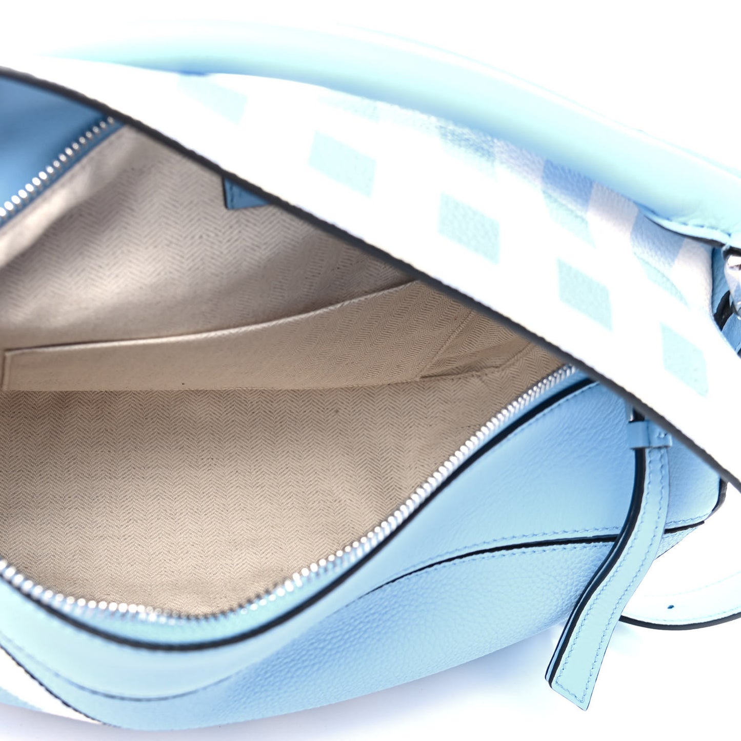 Calfskin Gingham Puzzle Bag Soft Blue