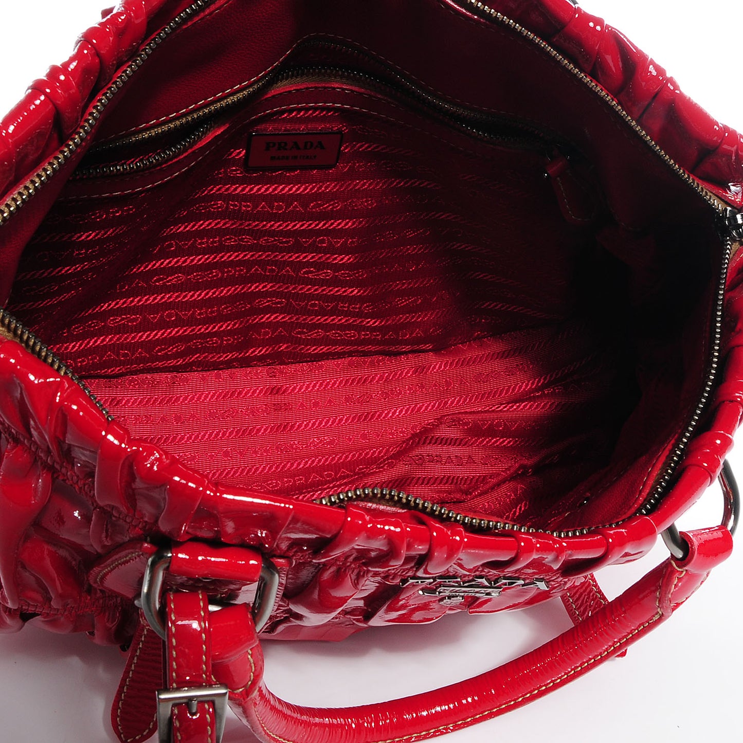 Vernice Gaufre Shopping Satchel Rosso