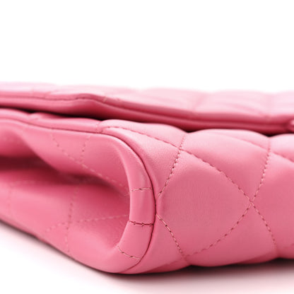 Chanel Lambskin Quilted Clutch With Chain Flap Pink 9 of 10