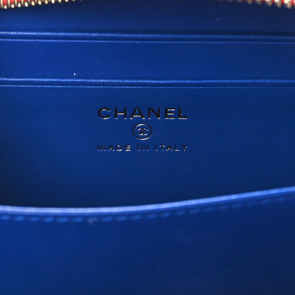 Chanel Caviar Quilted Filigree Vanity Clutch With Chain Blue White Red 6 of 9