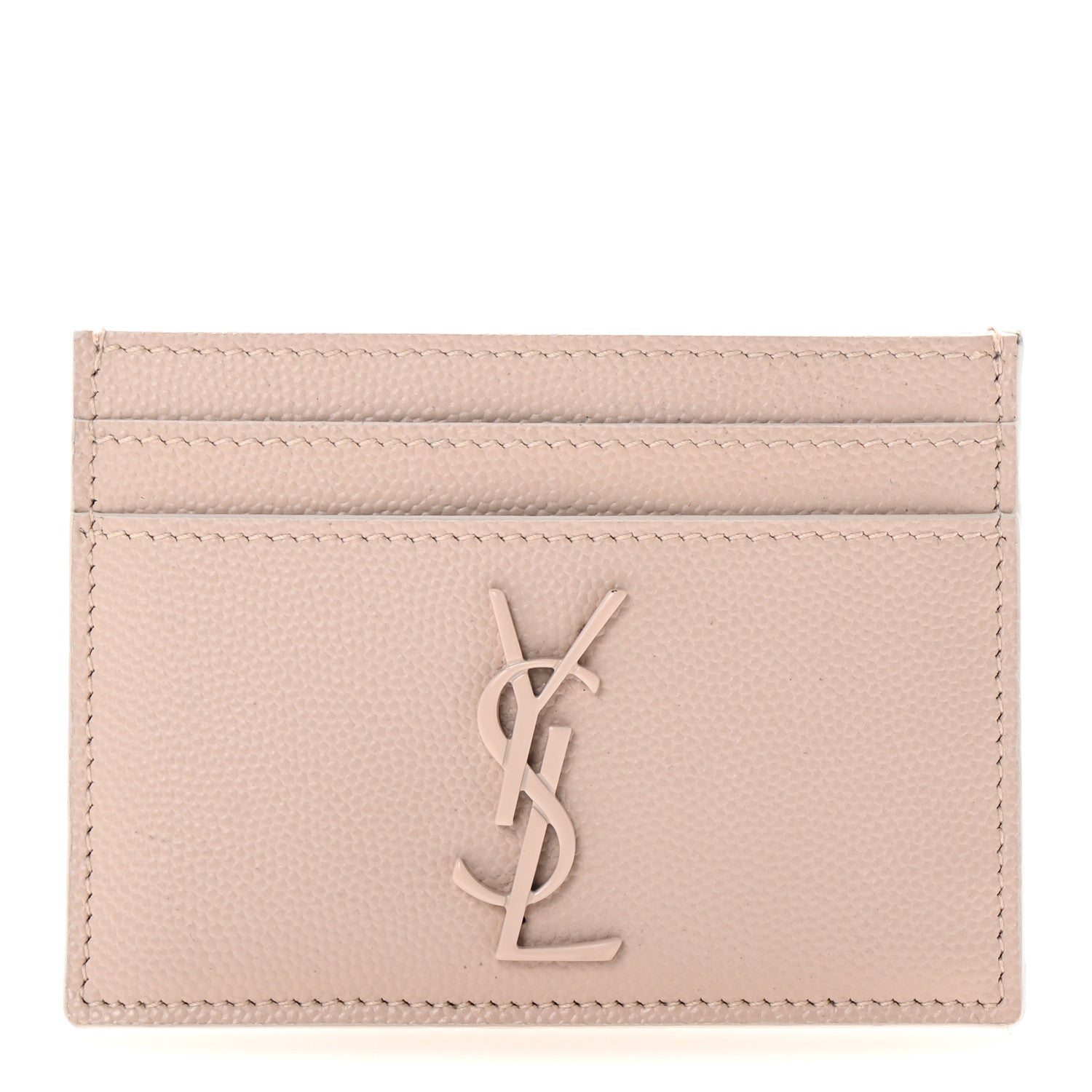 Saint Laurent Grain De Poudre Monogram Credit Card Case Rose 1 of 8