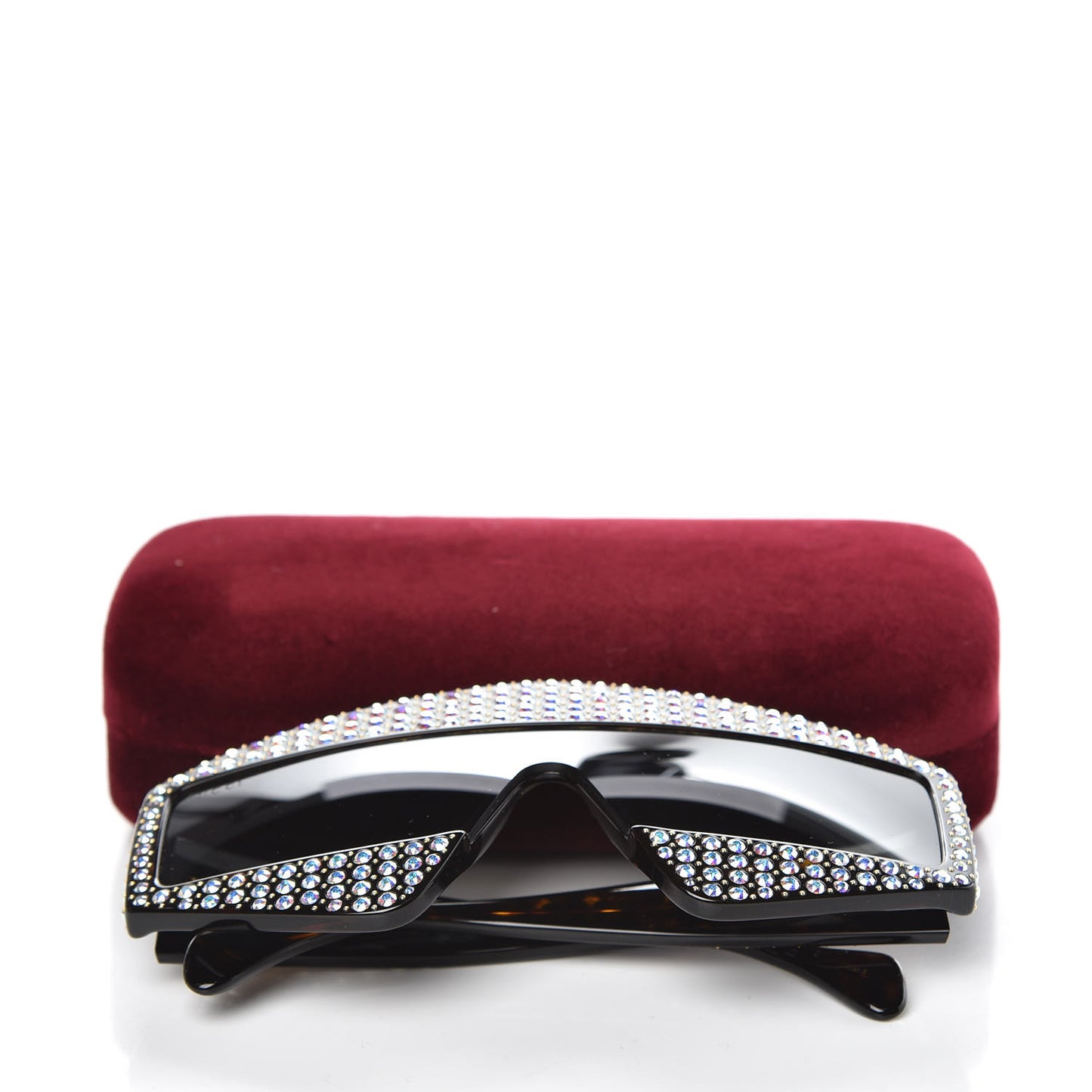 Crystal Rectangular Frame Sunglasses GG0357S Tortoiseshell