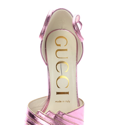 Gucci Metallic Nappa Medea Platform Sandals 38 Rosa 7 of 11