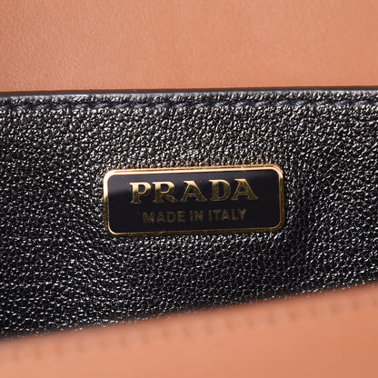 Prada City Calfskin Saffiano Cahier Bag Cognac Nero Black 6 of 8