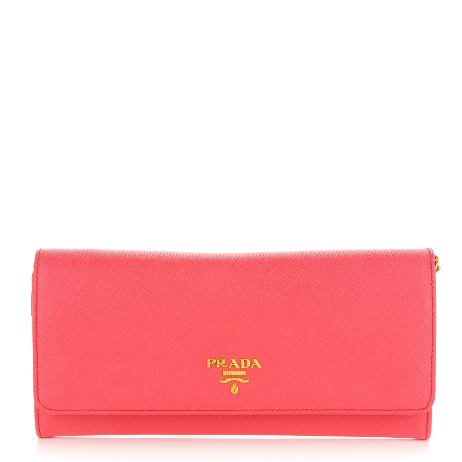 Prada Saffiano Metal Oro Chain Wallet Peonia 1 of 9