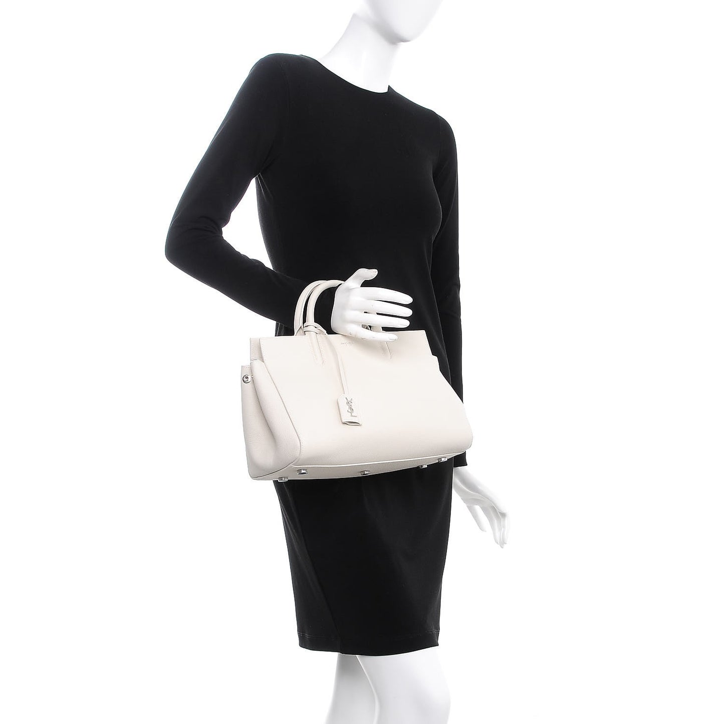 Grained Calfskin Small Rive Gauche White