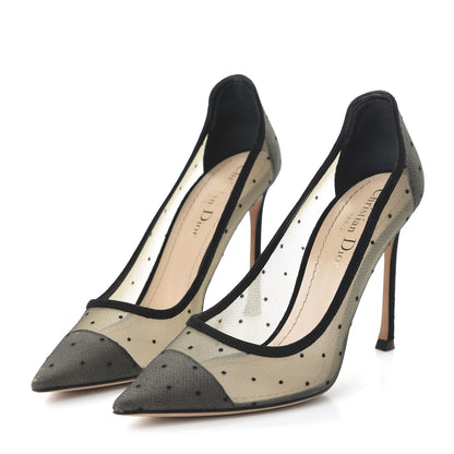 Christian Dior Mesh Plumetis Tulle D-Moi Pumps 37.5 Black 3 of 9