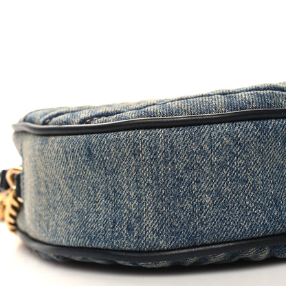 Saint Laurent Denim Quilted Monogram Round Crossbody Bag Rodeo Blue Black 9 of 11
