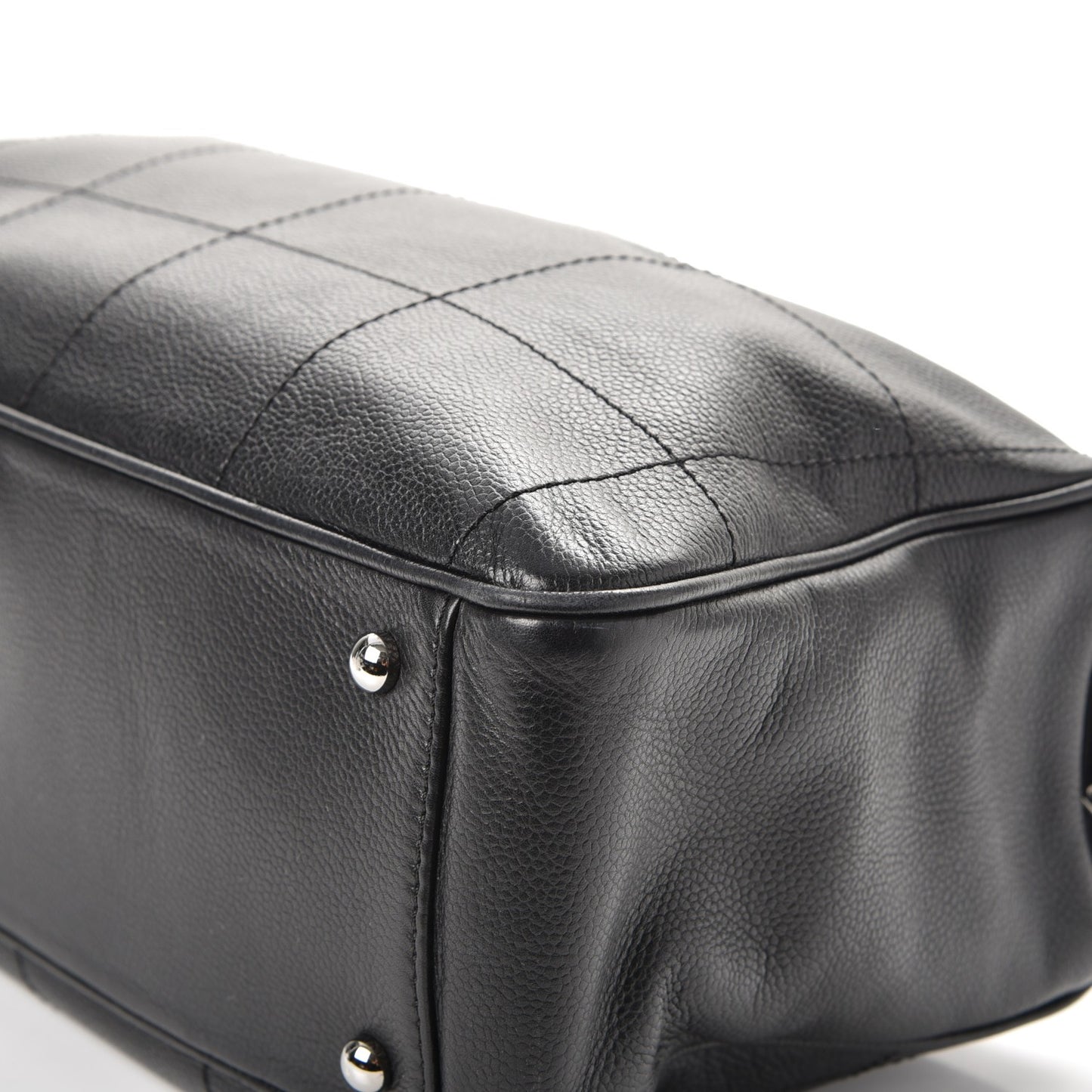 Caviar Square Stitched Satchel Black