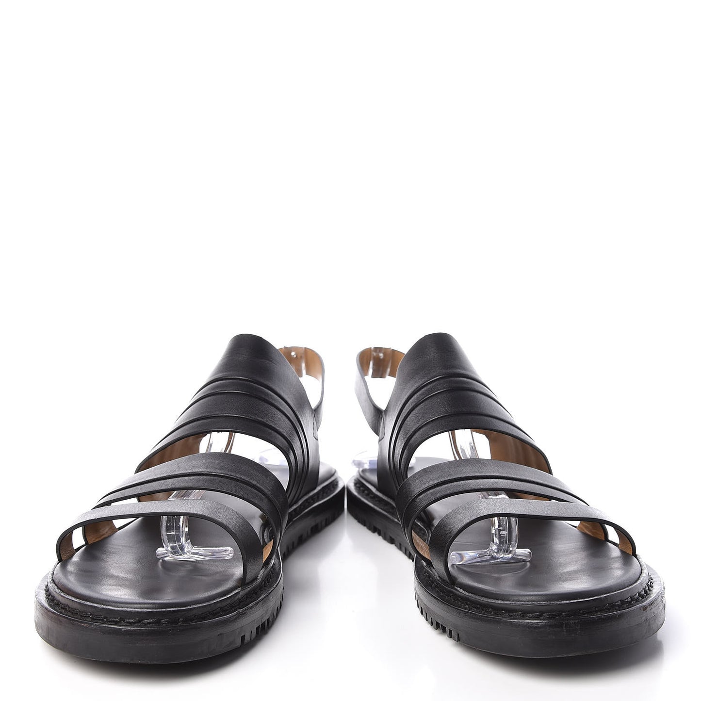 Calfskin Mens Buckle Sandals 43 Black
