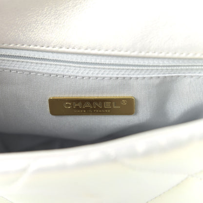 Chanel Iridescent Calfskin Quilted Medium 19 Flap White 8 of 10